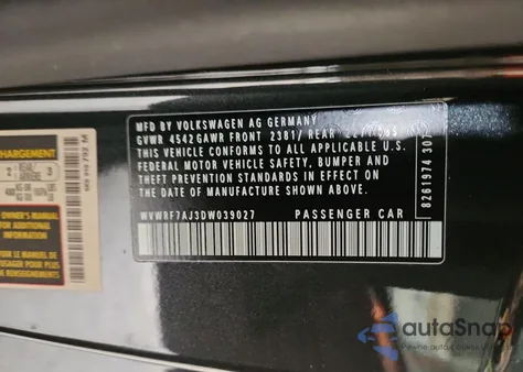 2013 Volkswagen Golf R z USA, uszkodzony, nr VIN WVWRF7AJ3DW039027